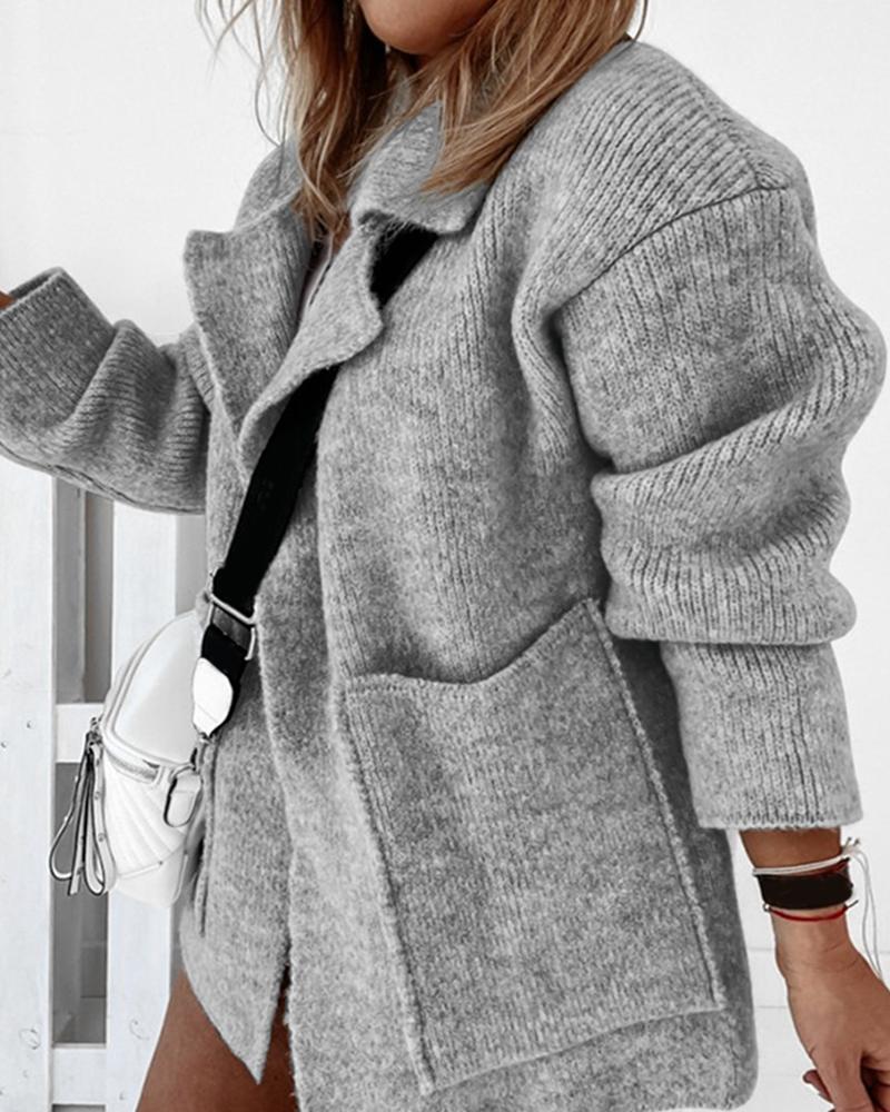 Pocket Design Long Sleeve Knit Cardigan