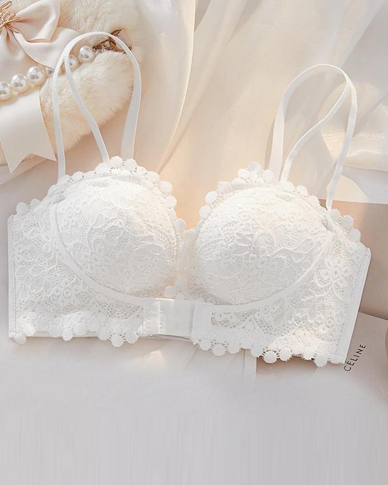 Hook Buckle Front Full Coverage Lace Bra