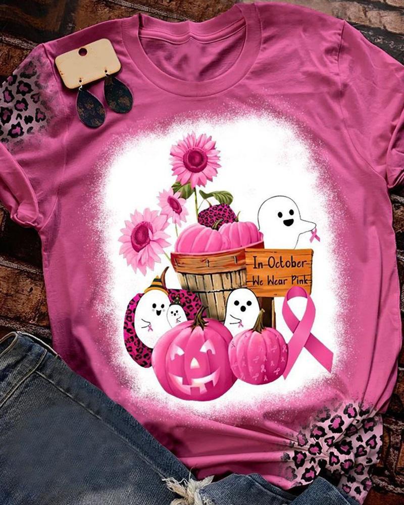 Halloween Graphic Pumpkin Print Casual T-shirt