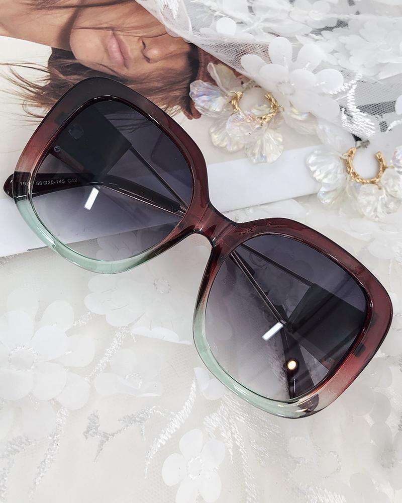 1Pair Ombre Wide Square Frame Sunglasses