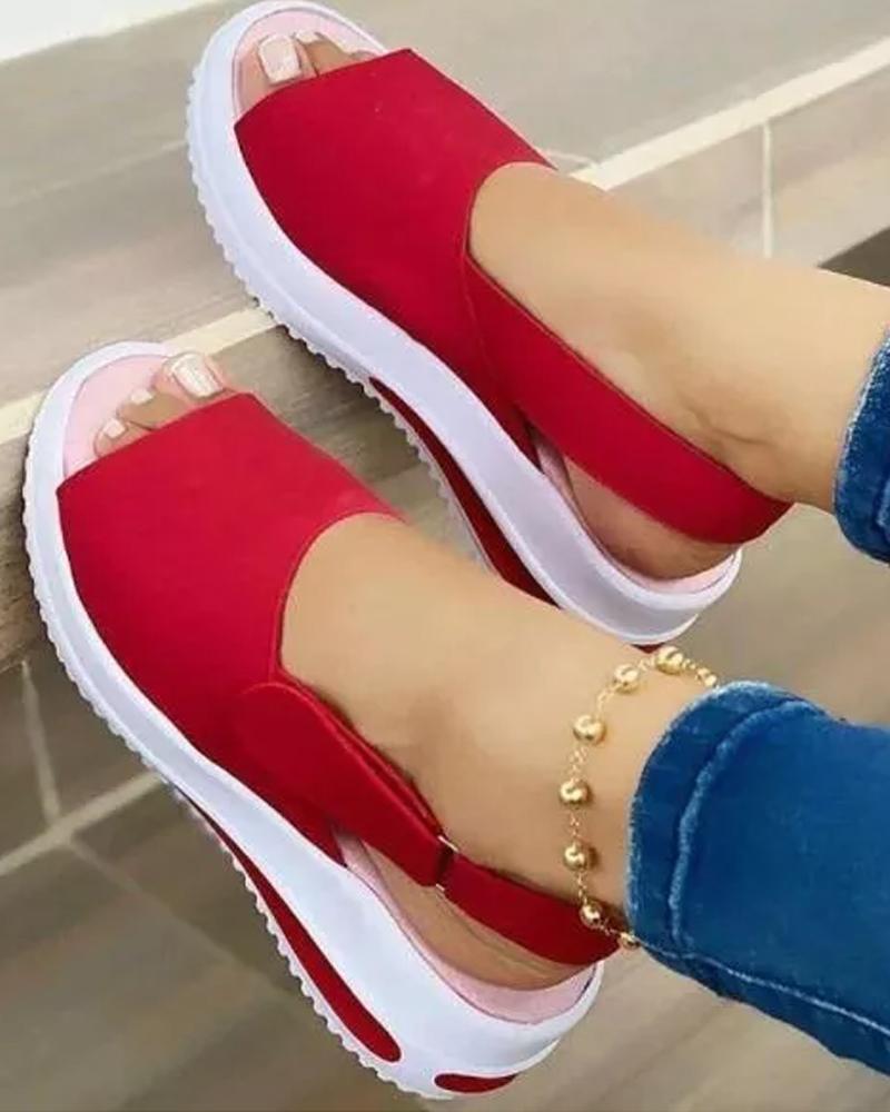 Slingback Peep Toe Platform Velcro Sandals