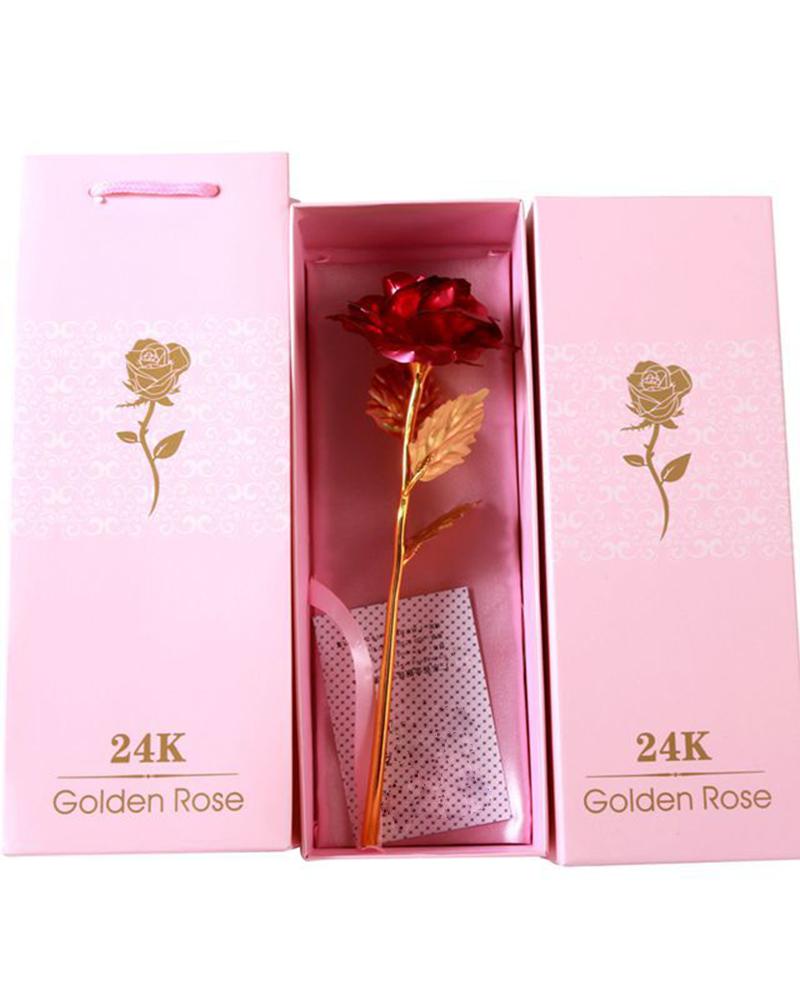 1pc Mother's Day Girlfriend Wedding Guest Birthday  Anniversary Gift Golden Foil Artificial Rose