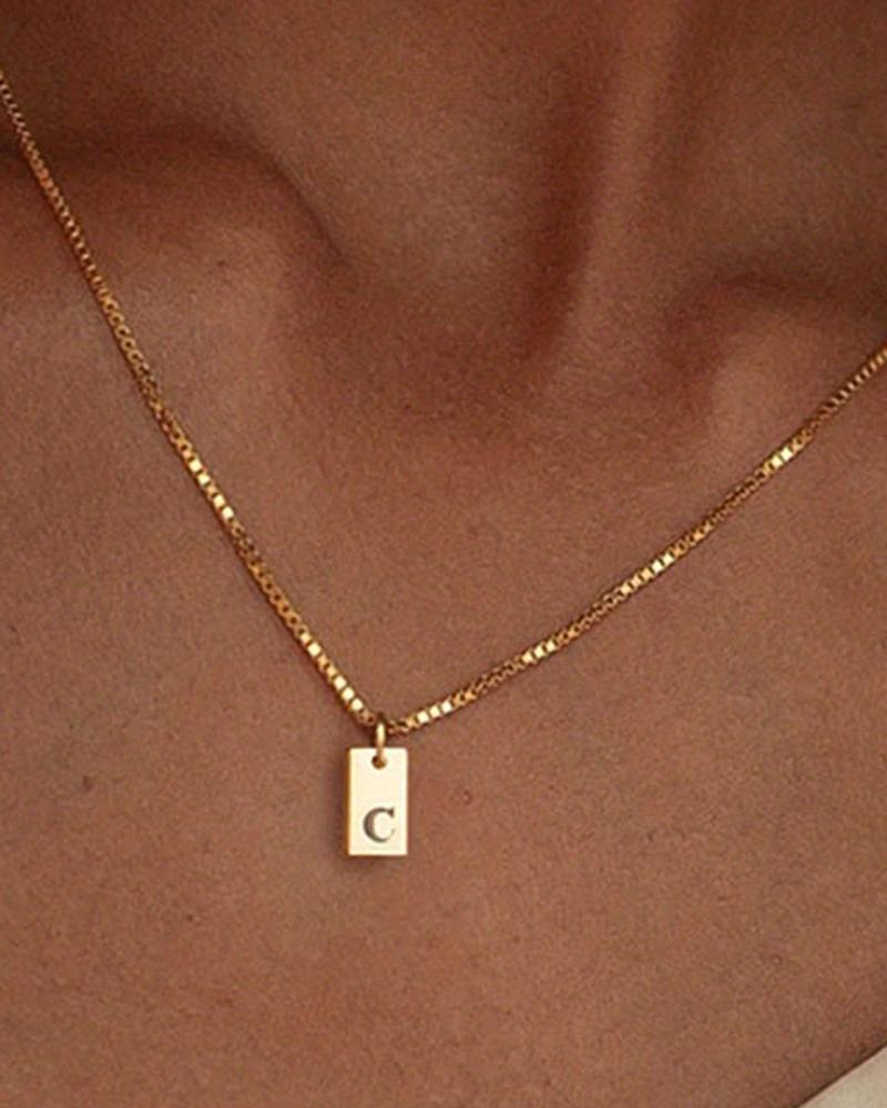 1pc Alphabet Letter Engraved Pendent Necklace