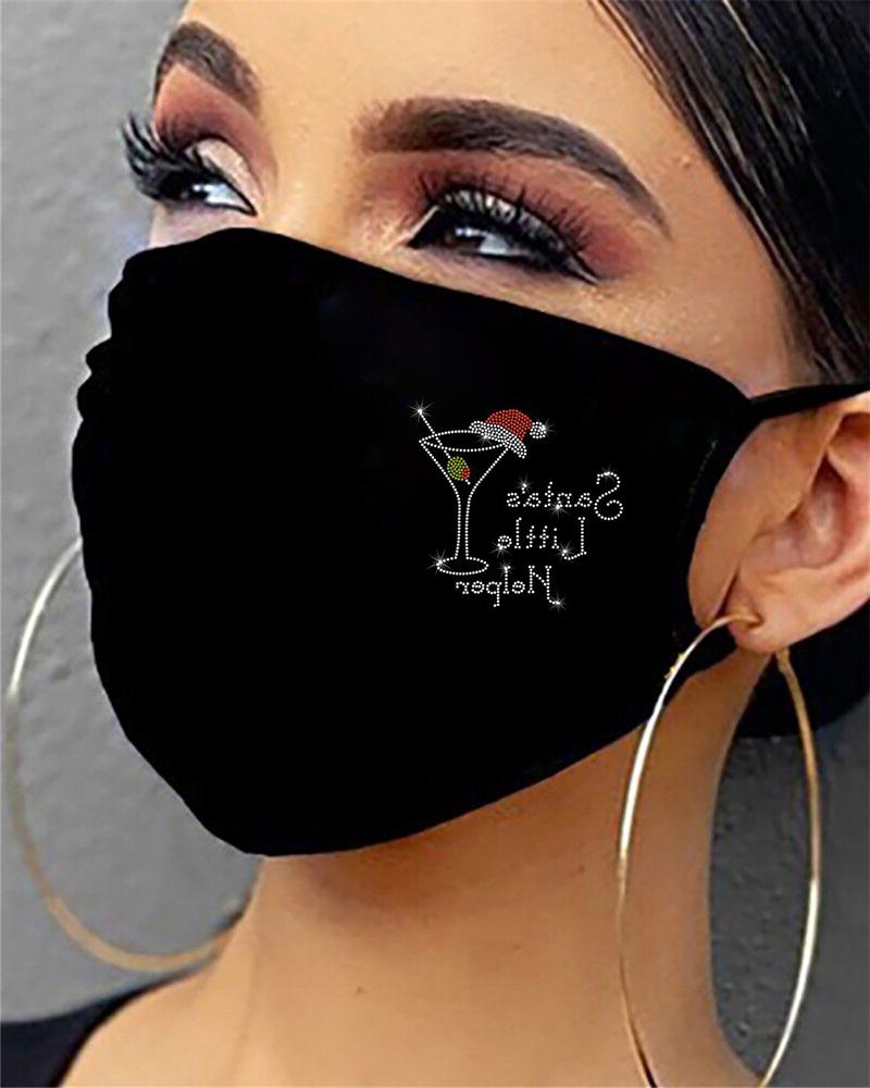 Christmas Pattern Studded Filter Breathable Face Mask