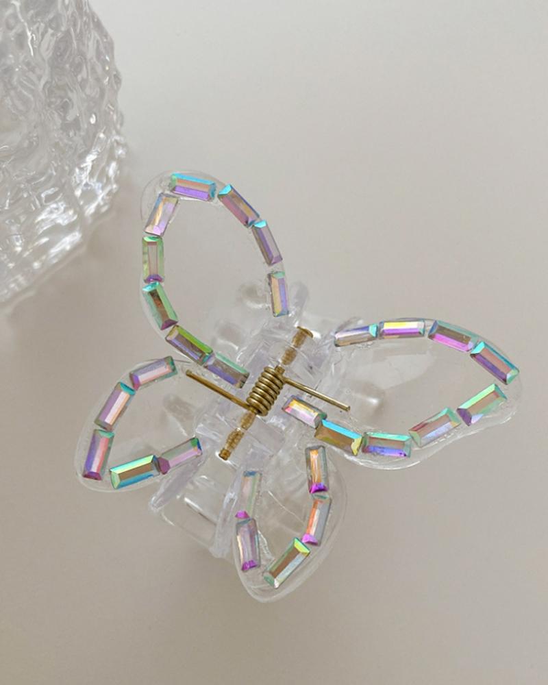 1pc Pearls Decor Butterfly Shaped Hair Claw