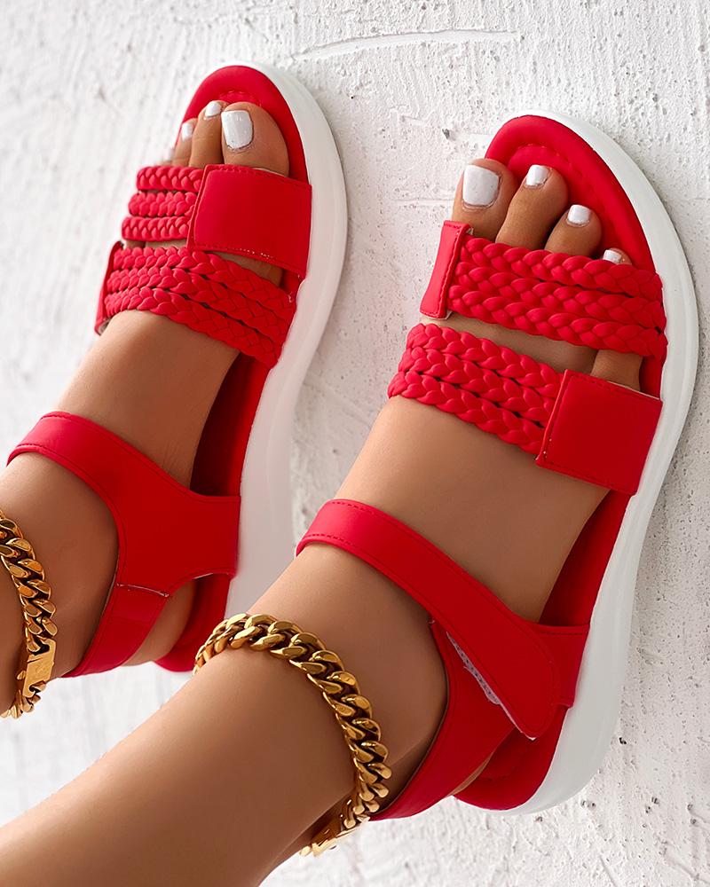 Braided Velcro Ankle Strap Summer Sandals