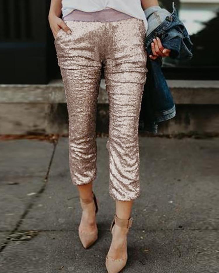 Sexy Patchwork Sequins Pants