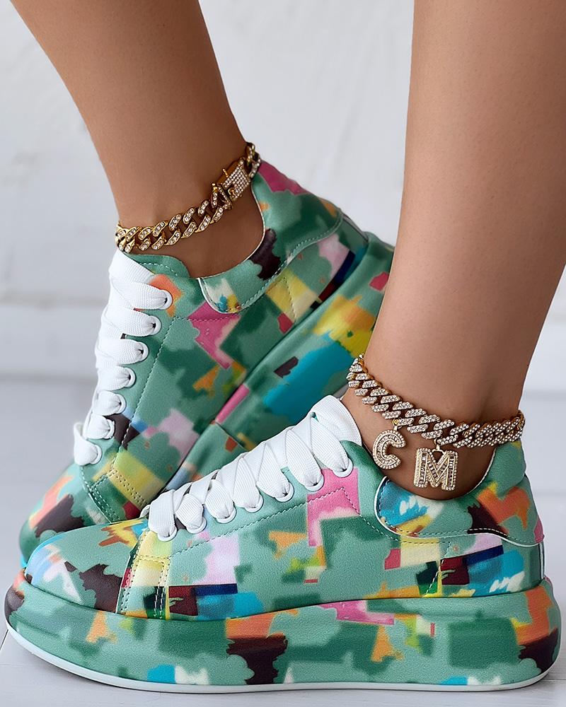 Melting Colors All Over Print Platform Sneakers