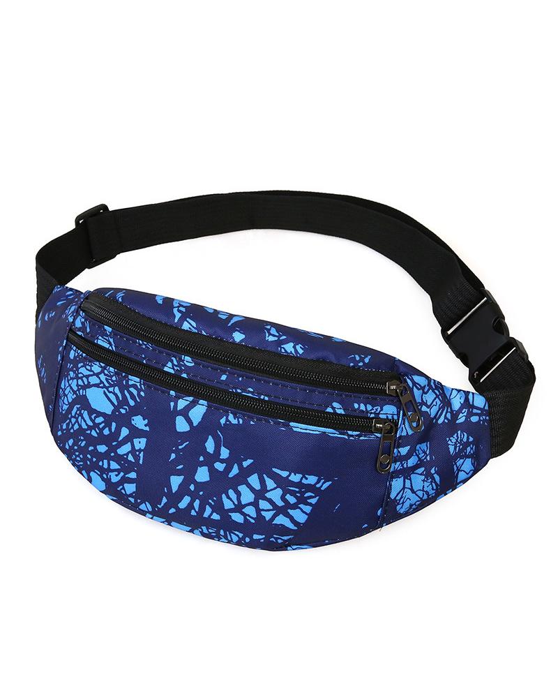 Feather Print Zipper Design Phone Waist Fanny Pack