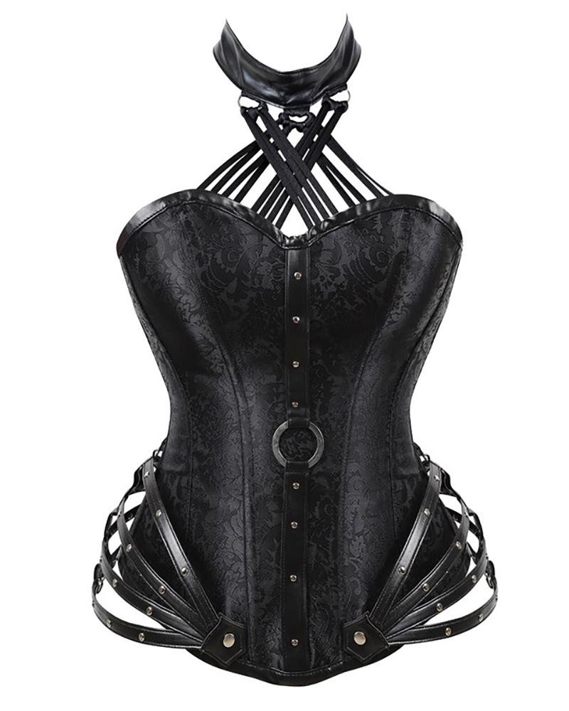 Eyelet Lace-up Multi Strap Halter Corset