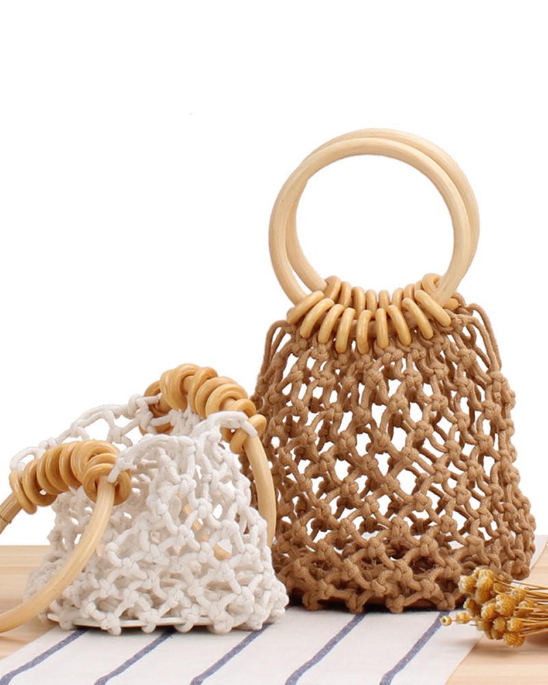 Hollow Out Crochet Braided Beach Handbag