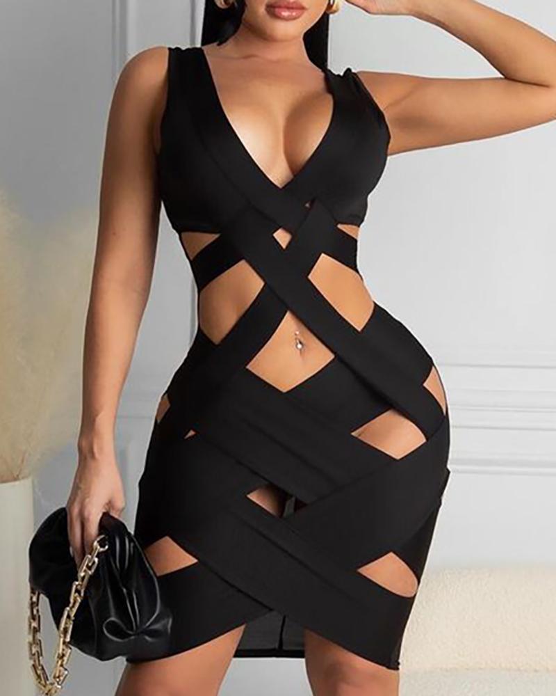 Bandage Cutout Sleeveless Bodycon Dress