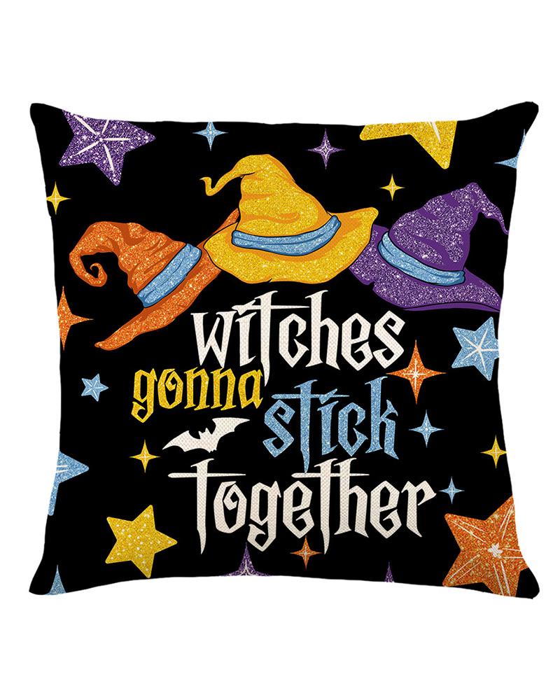 Halloween Witch Head Letter Silhouette Print Pillow Covers Home Decor Sofa Throw Pillow Case Cushion Covers