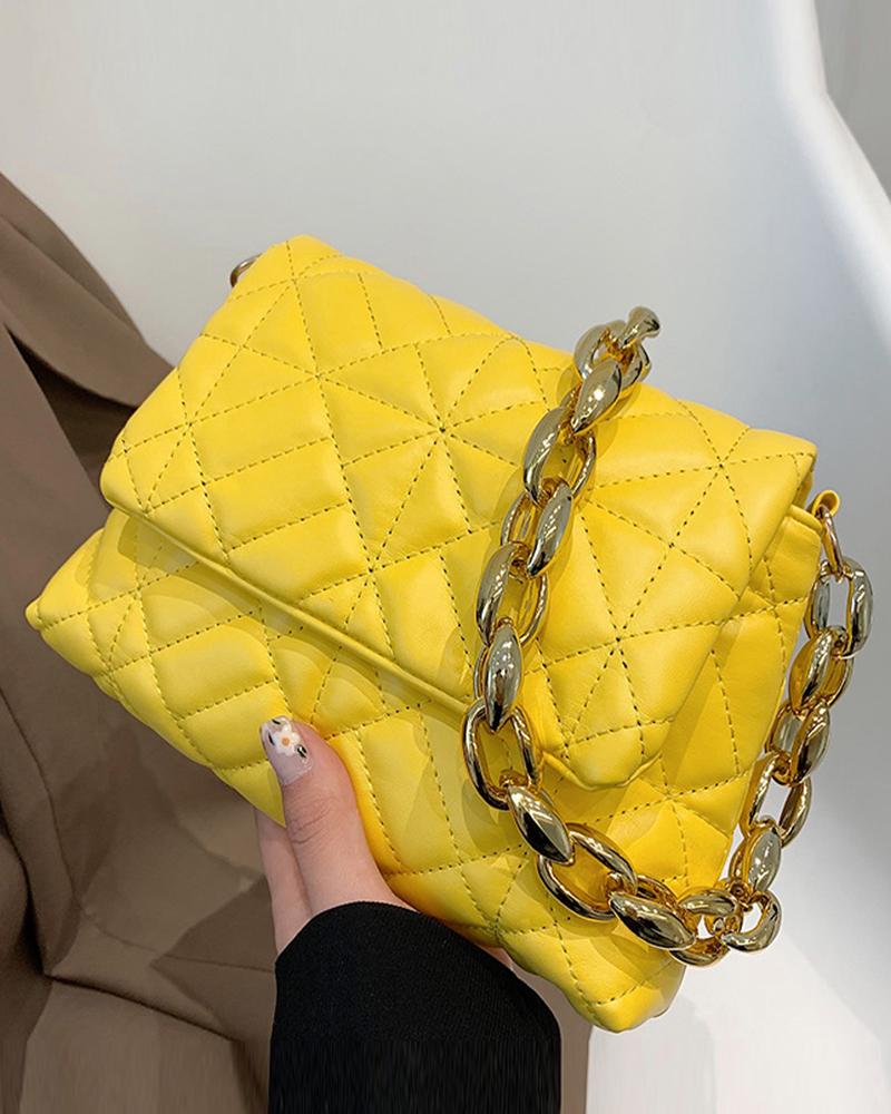 Quilted Chain Strap Flap Shoulder Bag
