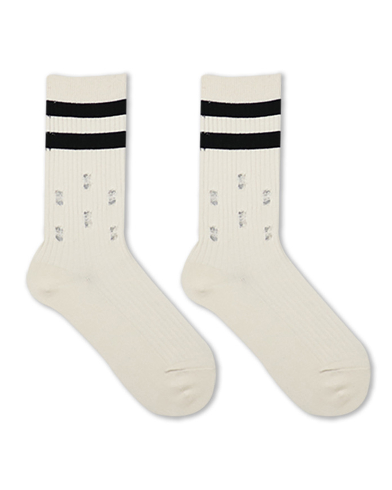1Pair Striped Colorblock Crew Socks