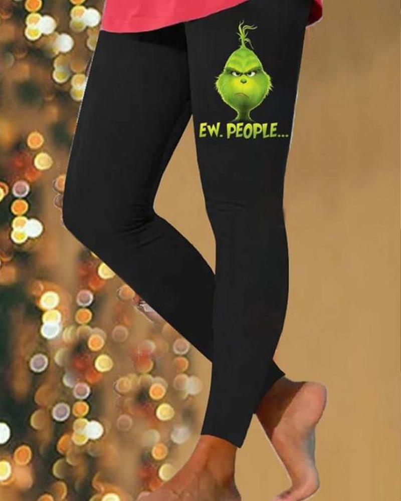 Christmas Ugly Graphic Print Leggings