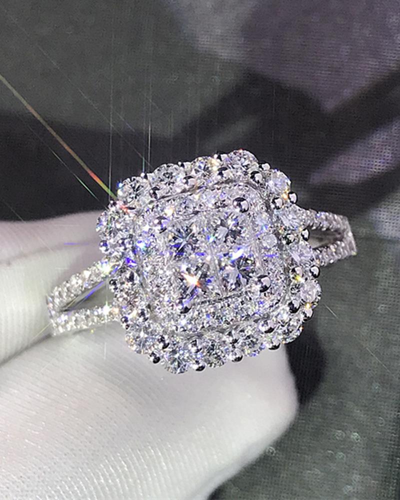 1pc Square Rhinestone Wedding Ring