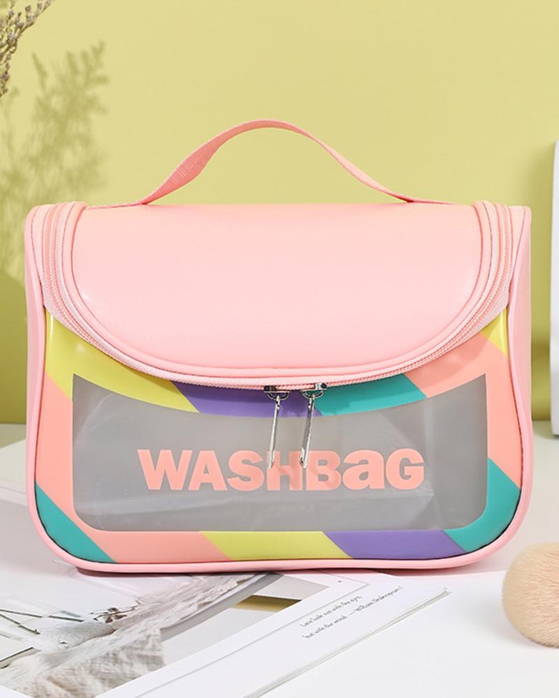 make up bag  ChicMe Pastel Large Capacity Cosmetic Case Organizer Top Handle Makeup Toiletry Bag