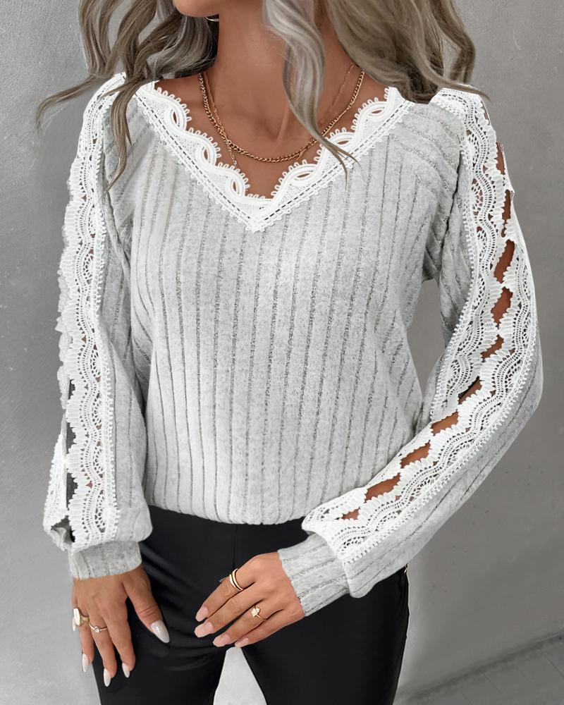 Lace Patch Hollow Out Top