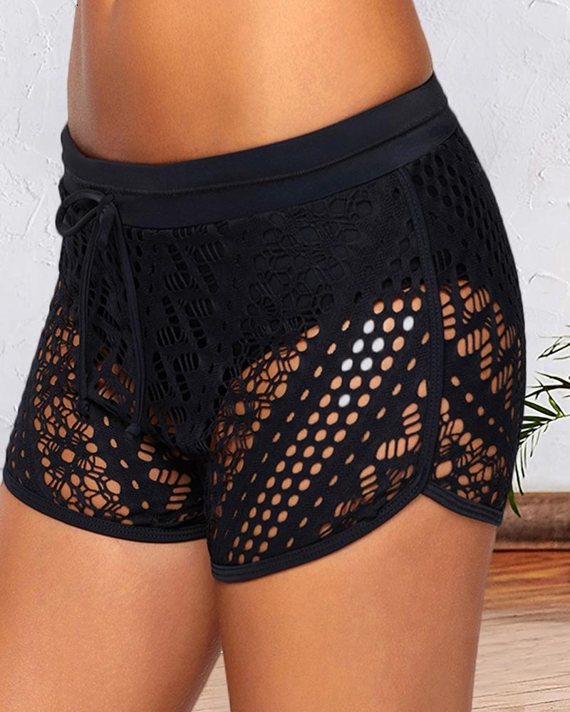 Lace Hollow Out Swimwear Shorts