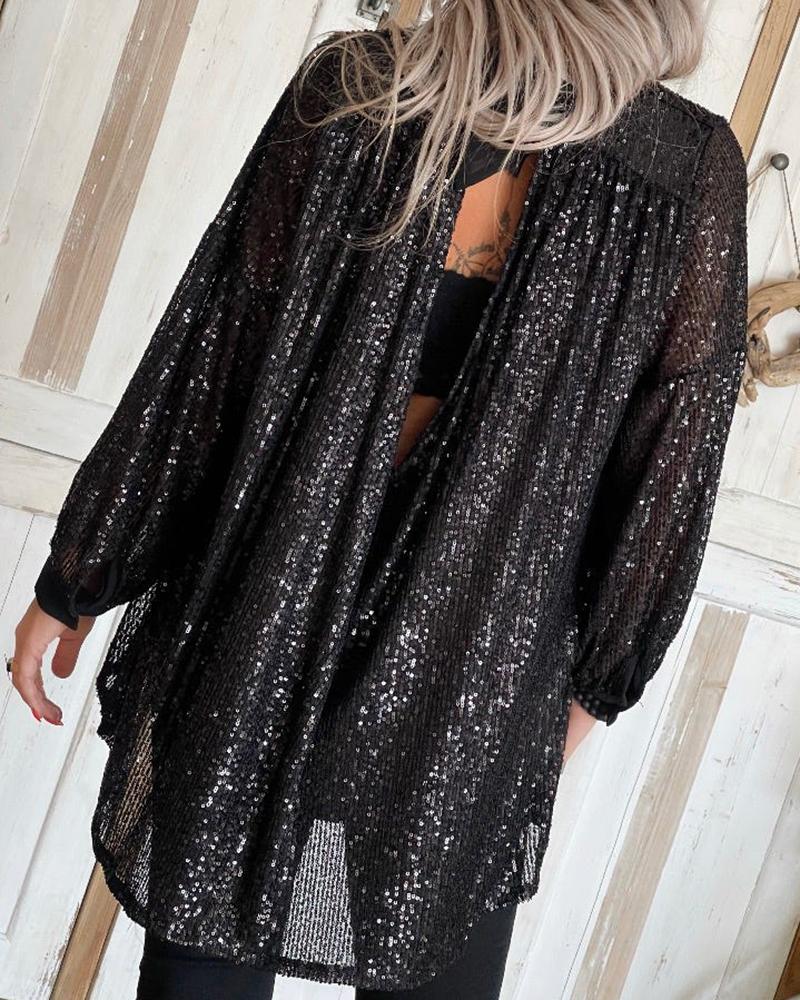 Tied Detail Ruched Sequins Top