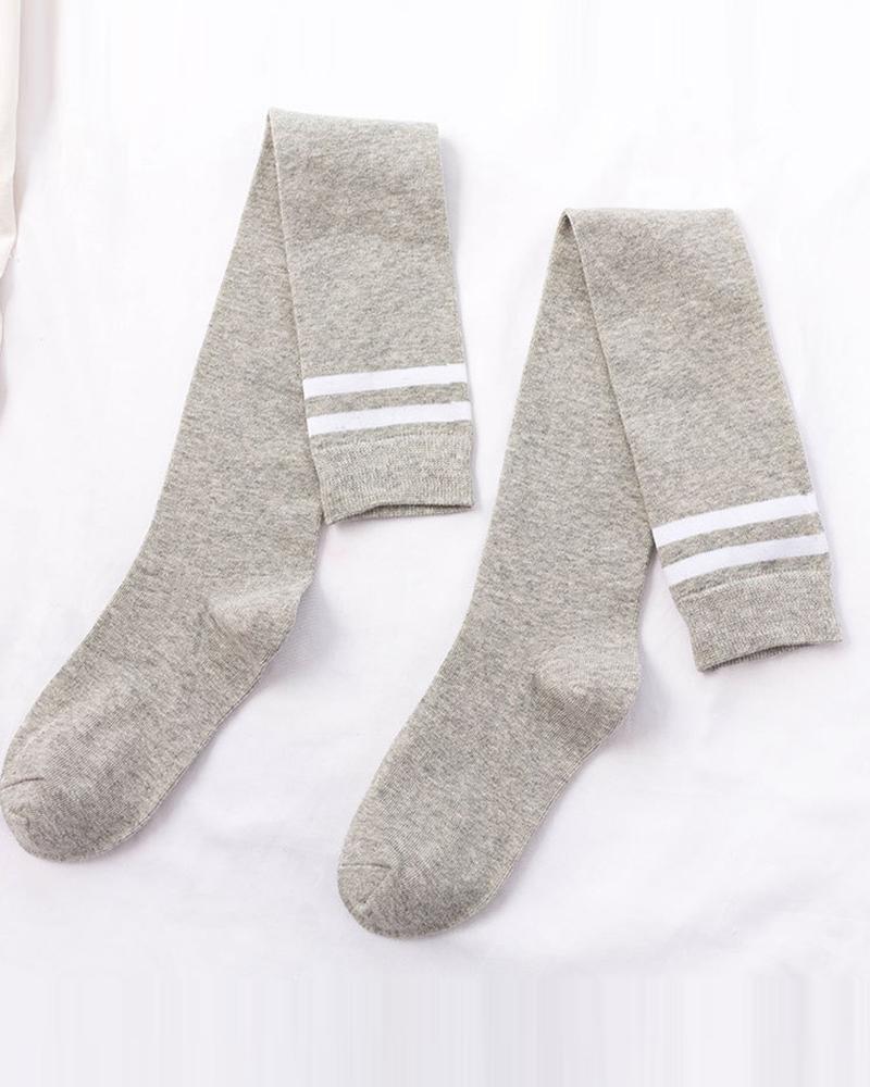 1Pair Striped Over Knee Socks