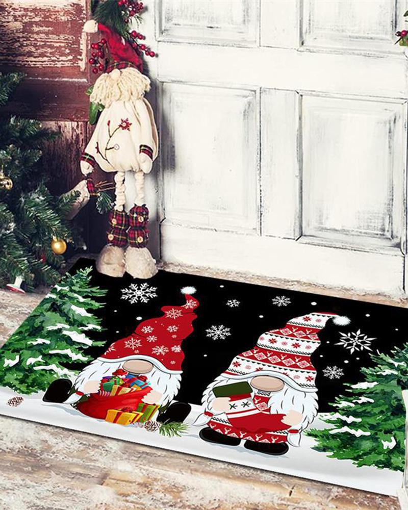 Merry Christmas Santa Claus Plaid Welcome Home Front Door Decorations Christmas Decor Door Mat Anti-Slip Bottom Indoor Outdoor Carpet