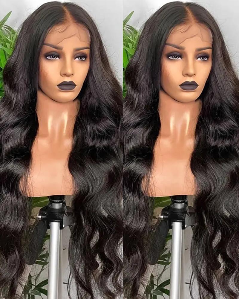   ChicMe Lace Front Black Body Wave Middle Part Heat Resistant Synthetic Hair Wig