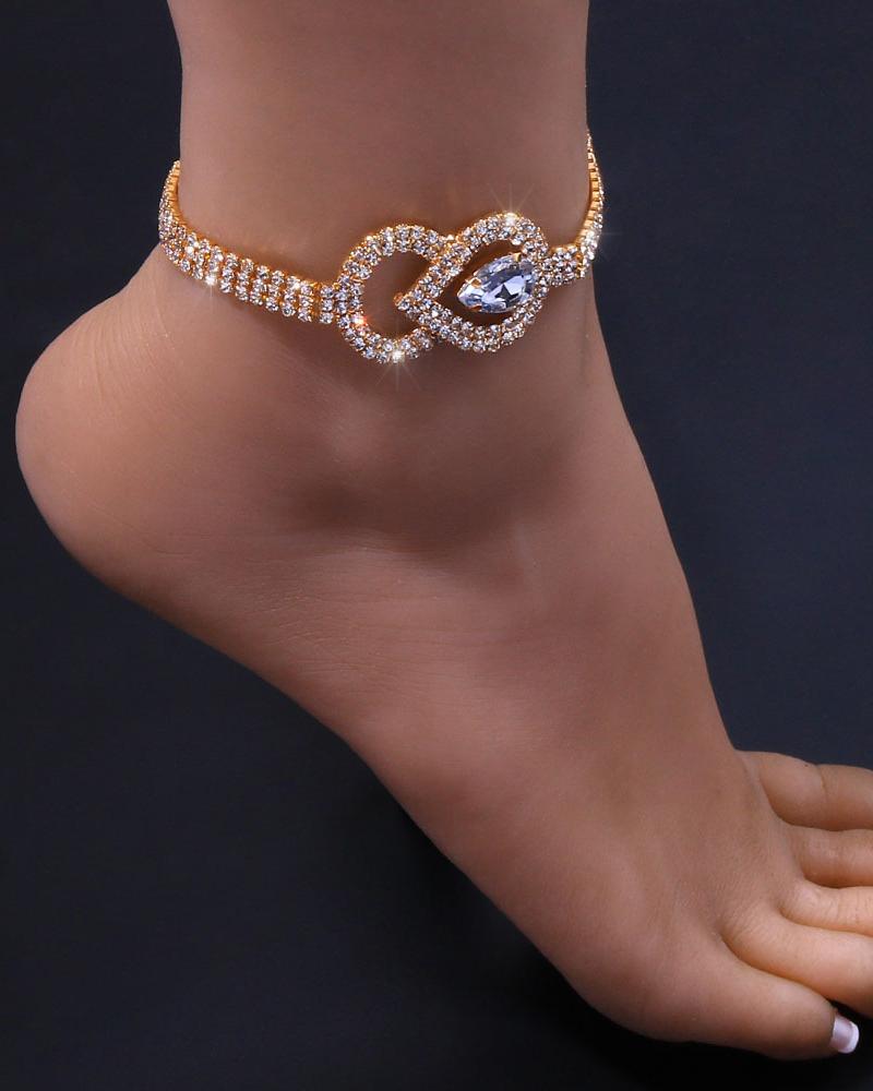 1pc Rhinestone Waterdrop Decor Anklet