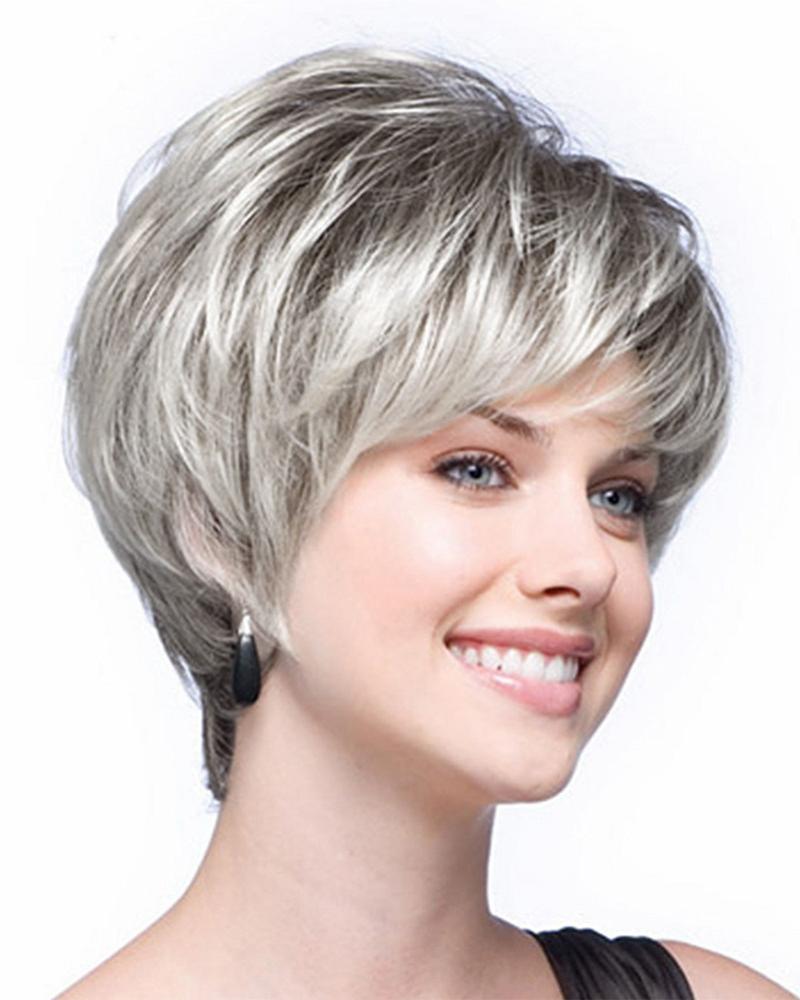 Hair Wigs Short Layered Pixie Cut Wig Natural Looking Synthetic Wigs Older Women Mommy Old Lady Wigs