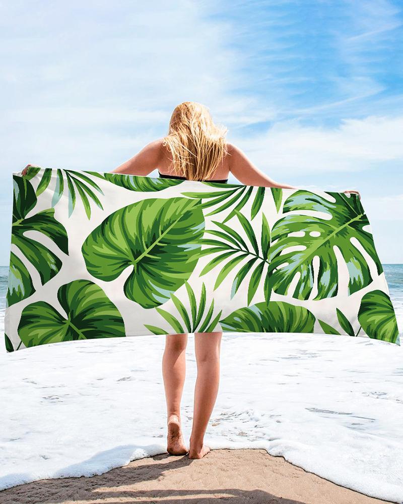 1pc Tropical Print Large Beach Blanket Bath Towel