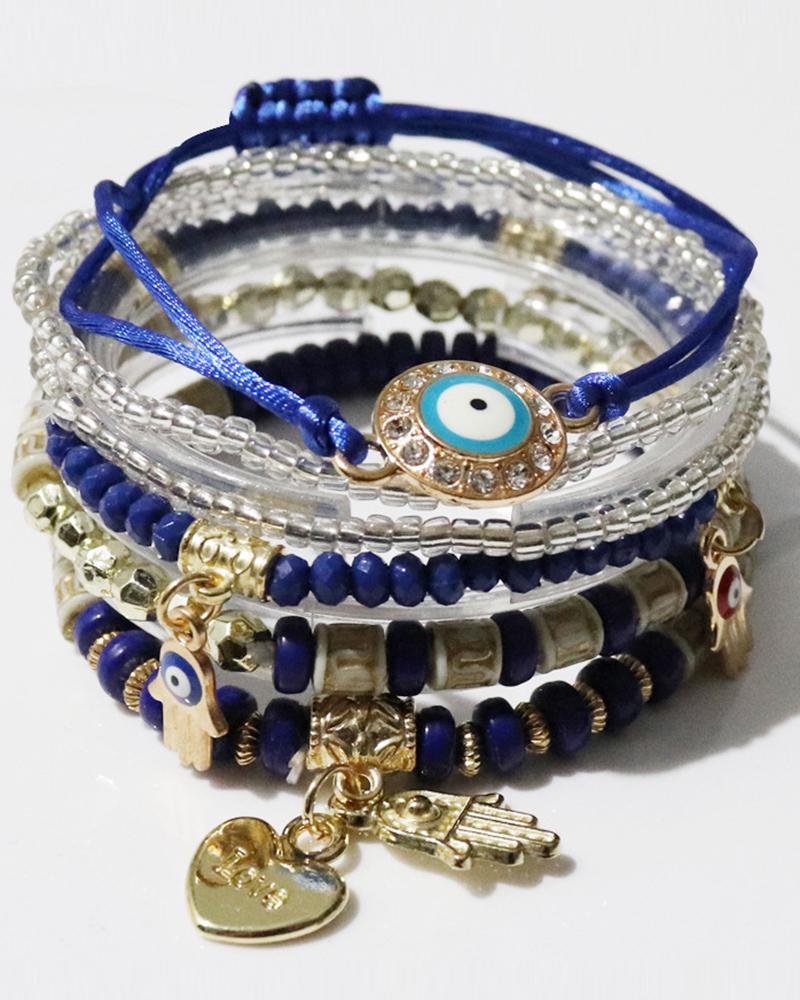 1pcs Blue Eye Beaded Bohemian Trendy Multi-layer Bracelet