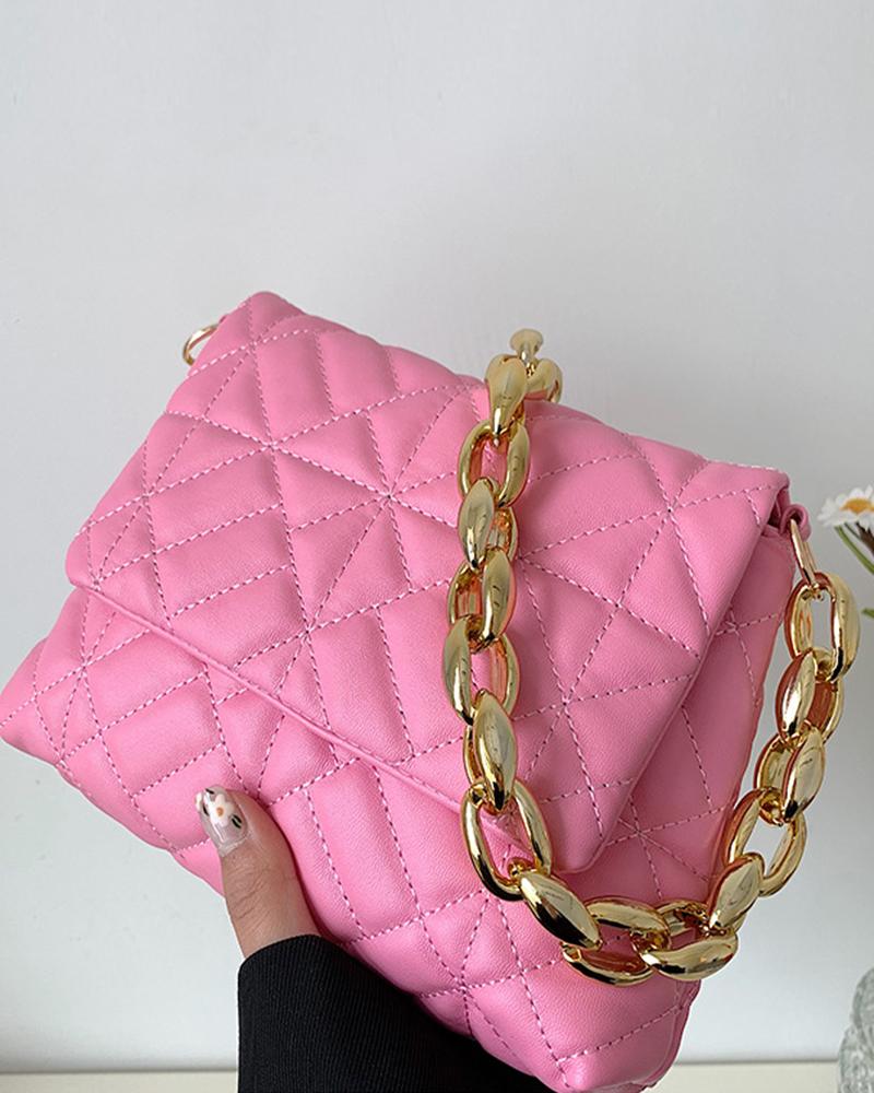 Quilted Chain Strap Flap Shoulder Bag