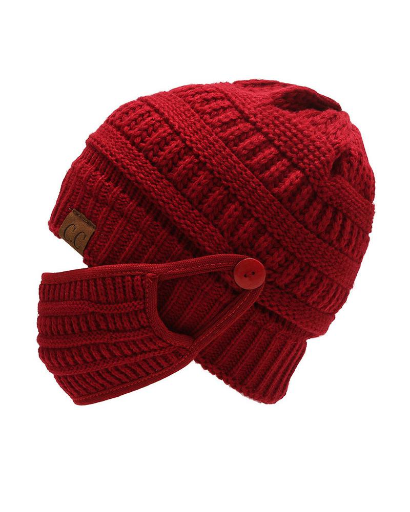 2PCS Winter Knitted Beanie Face Mask Set