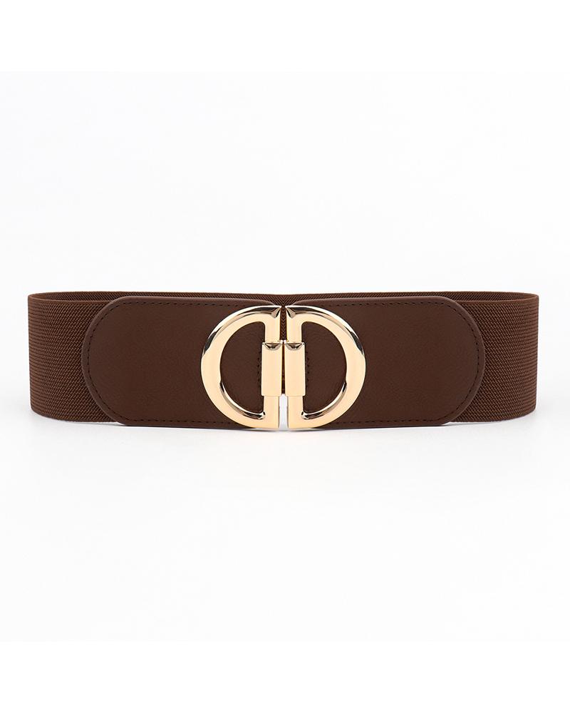 1pc Metal D-Buckle Elastic Wide Belt