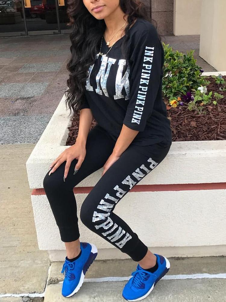 Fashion Letter Print Sweatsuits