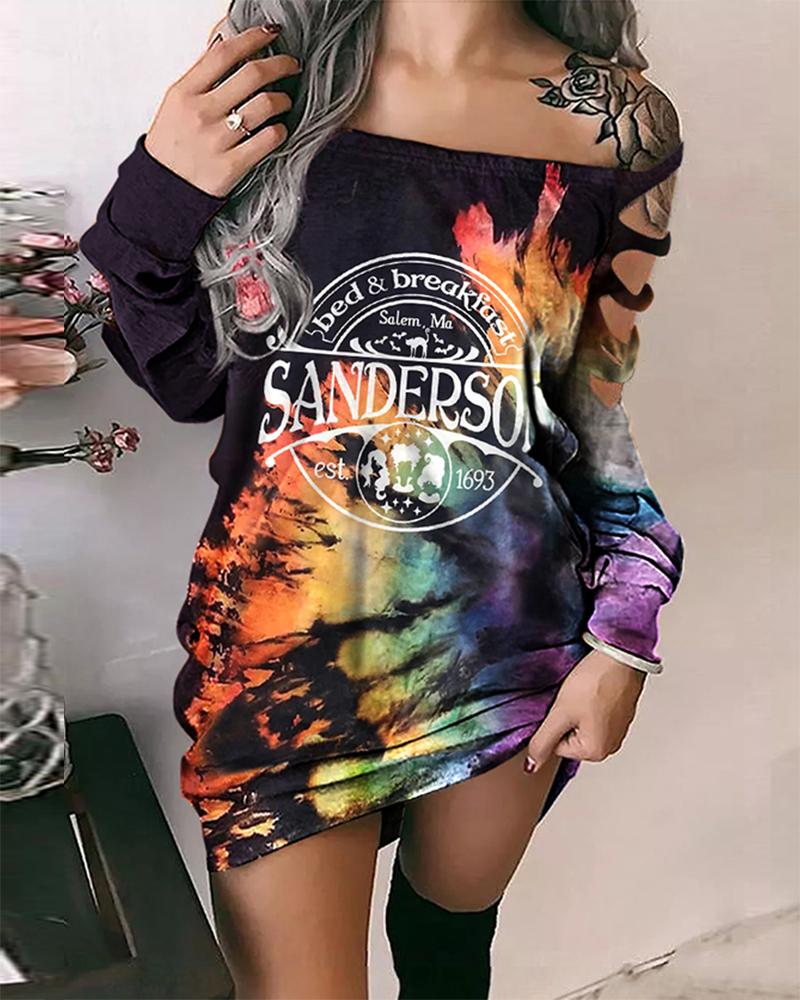 Halloween Graphic Print Off Shoulder Sweatshirt Dress