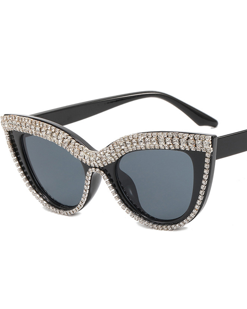 1Pair Rhinestone Cat Eye Frame Eye Glasses Sunglasses