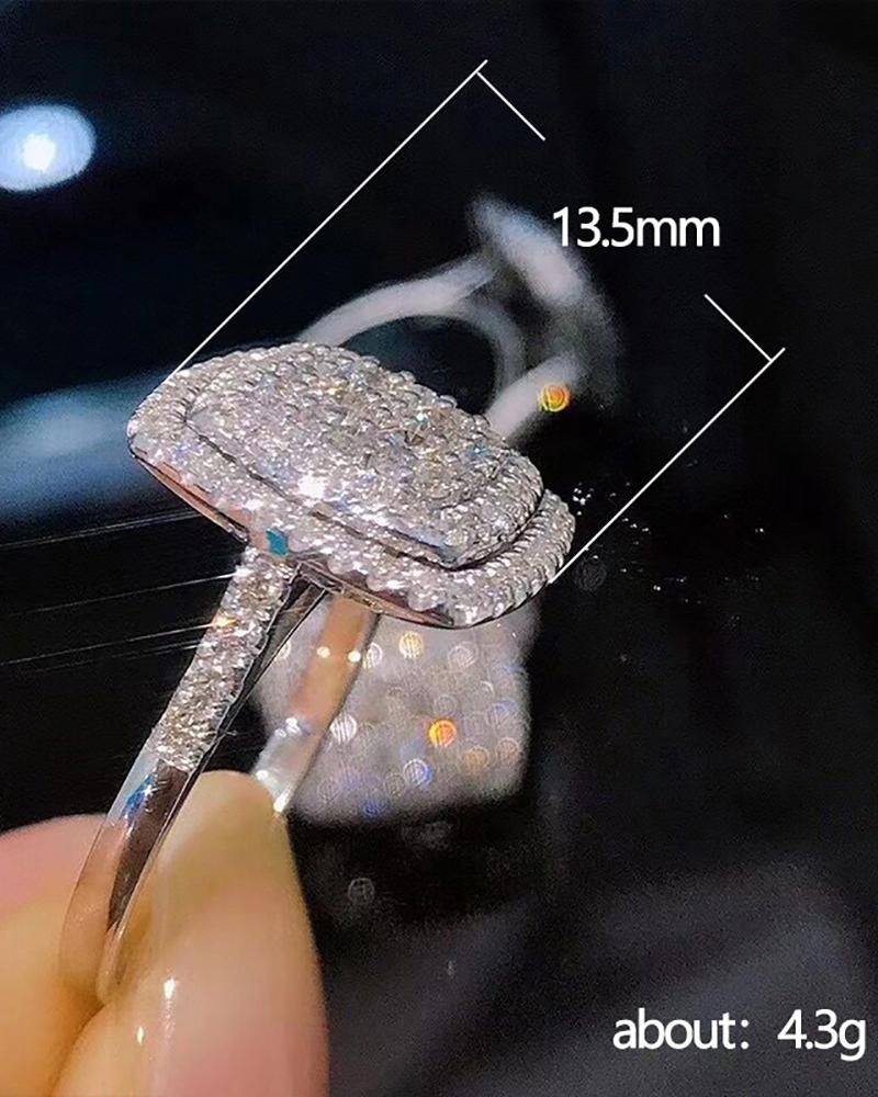 Allover Rhinestone Square Shaped Ring