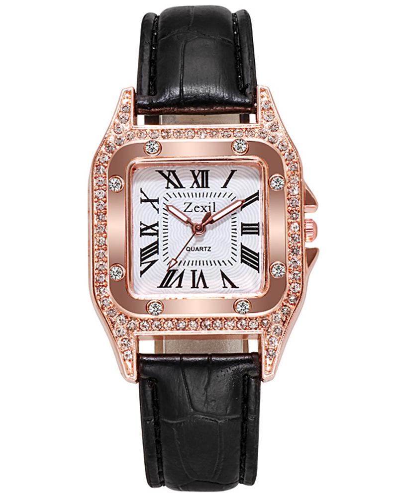 Watches  ChicMe Rhinestone Decor Square Quartz Watch