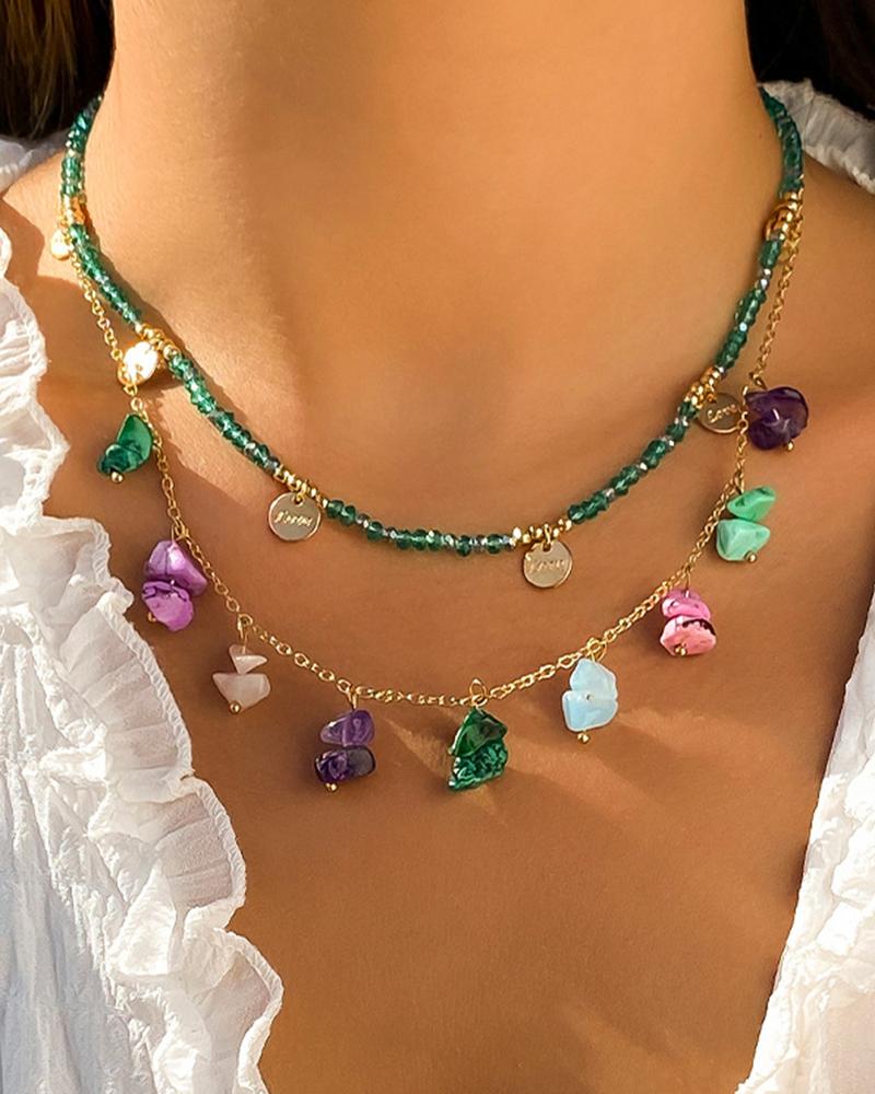 1pcs Crystal Stone Multi-layer Bohemian Necklace