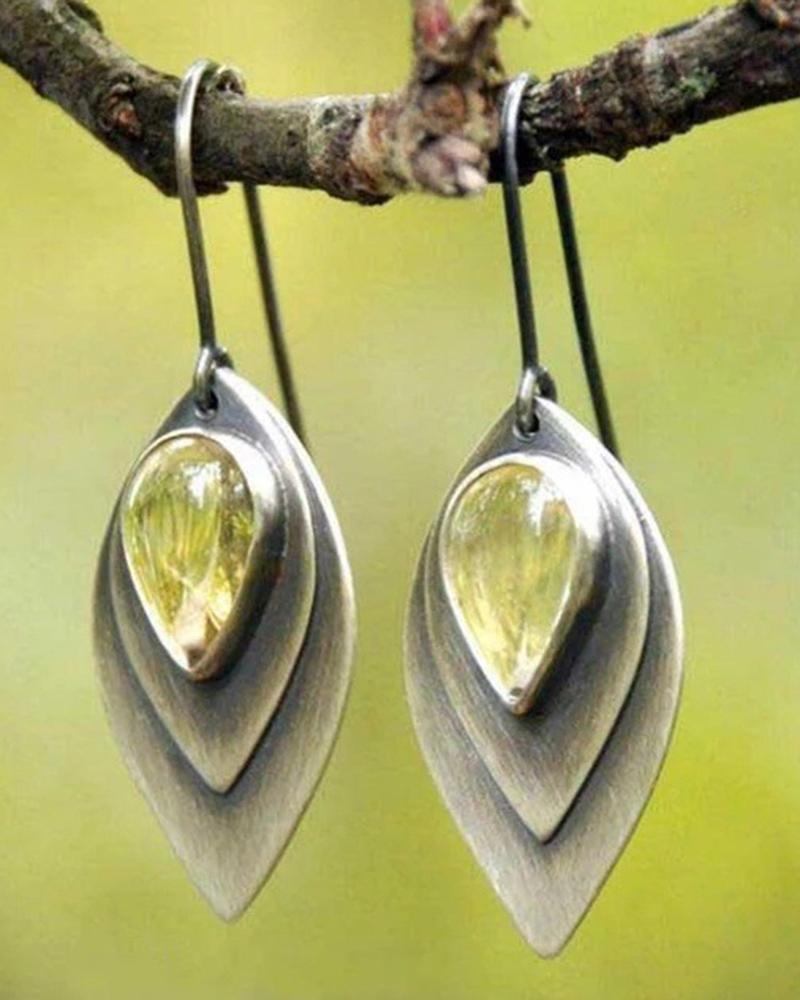 1Pair Gem Stone Water Drop Trendy Hook Drop Earrings