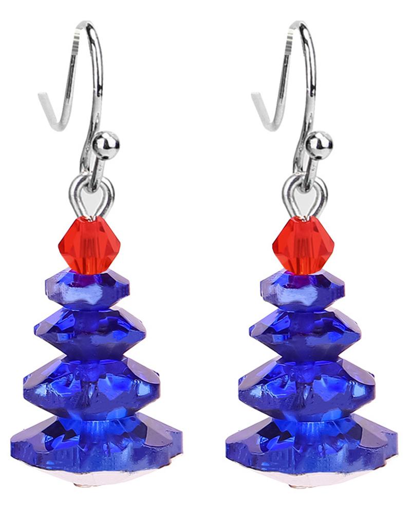 1Pair Crystal Christmas Tree Drop Earrings