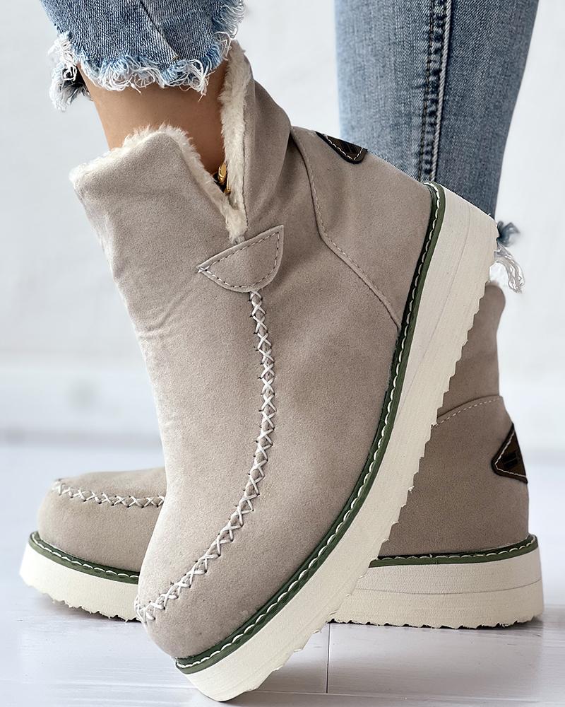 Lined Platform Snow Ankle Boots