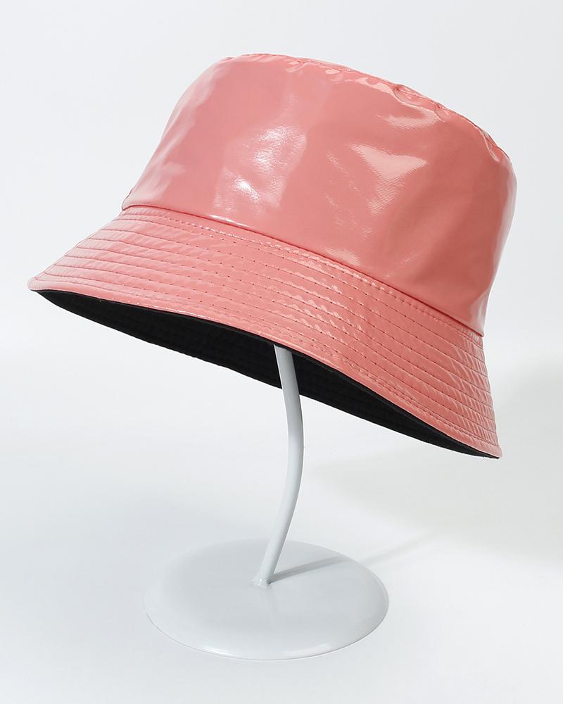 Trendy Quilted Sun Protection PU Bucket Hat