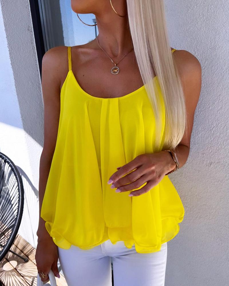 Ruffle Hem Flowy Cami Top