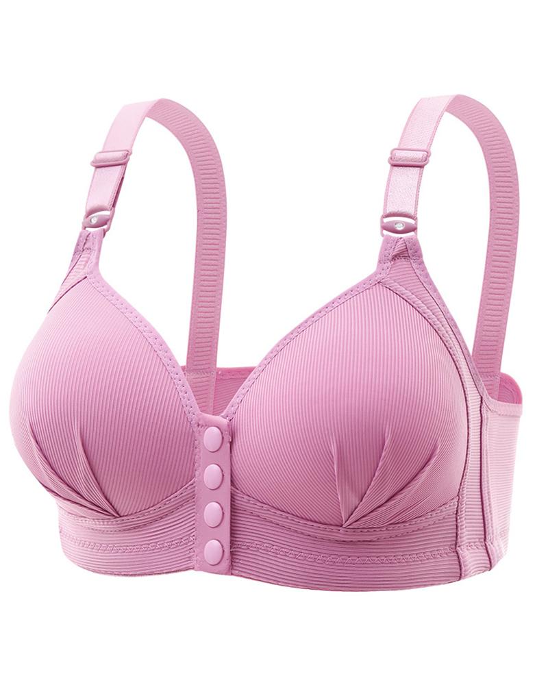 Button Front Ruched Push Up Wireless Lifting Bra