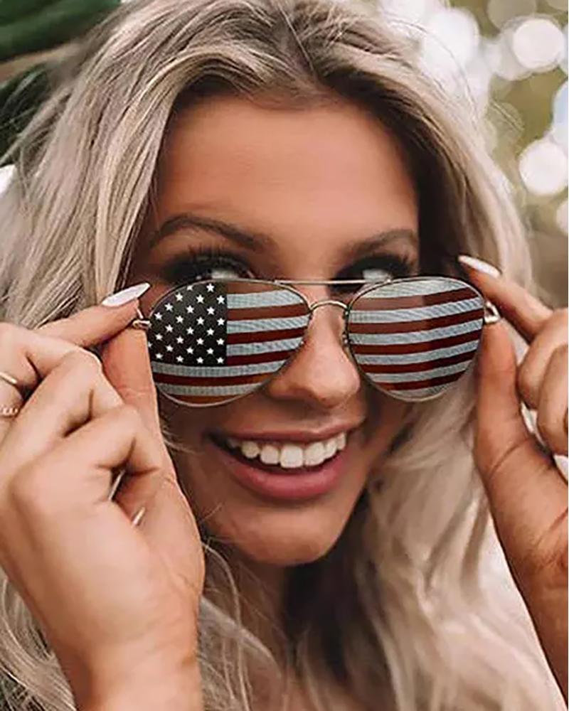 Independence Day American Flag Aviator Sunglasses.