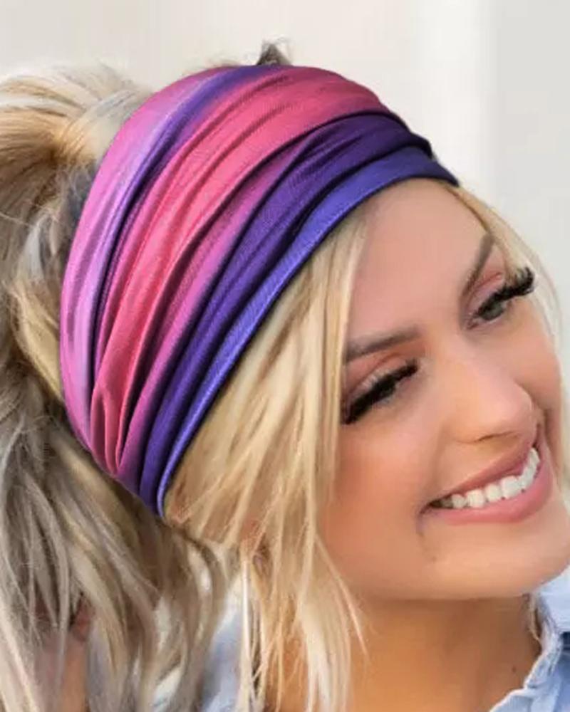 1pc Tie Dye Print Ombre Yoga Sports Wide Headband