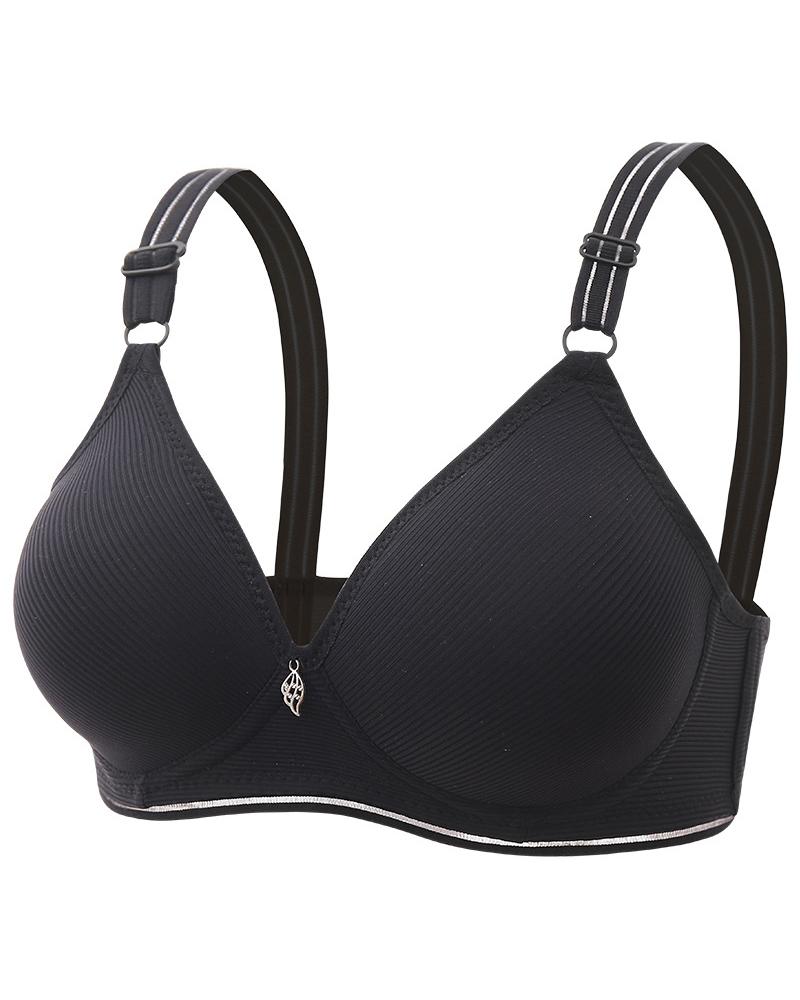 Buckled Leaf Pattern Wireless Lifting Bra